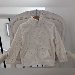 🦢 4T Pale Polka Dot Soft Ivory Micro Fleece Zip Jacket NWT